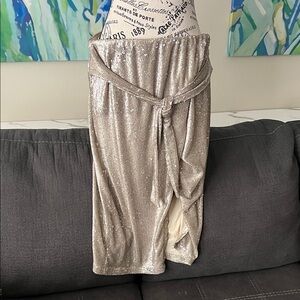 Express Shimmering Silver Midi Skirt